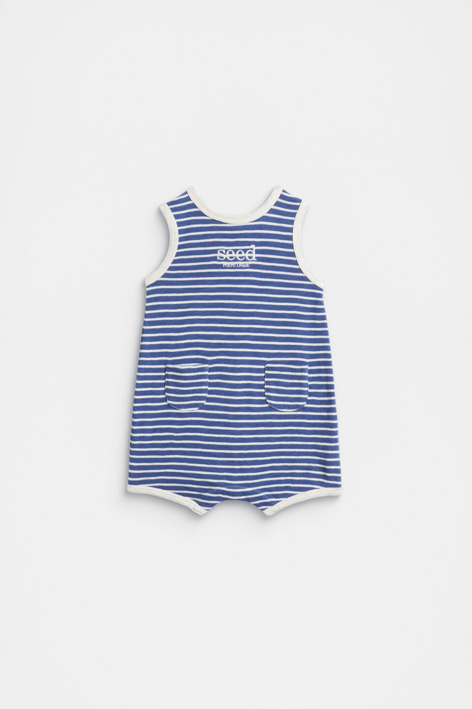Stripe Textured Romper  Navy Stripe
