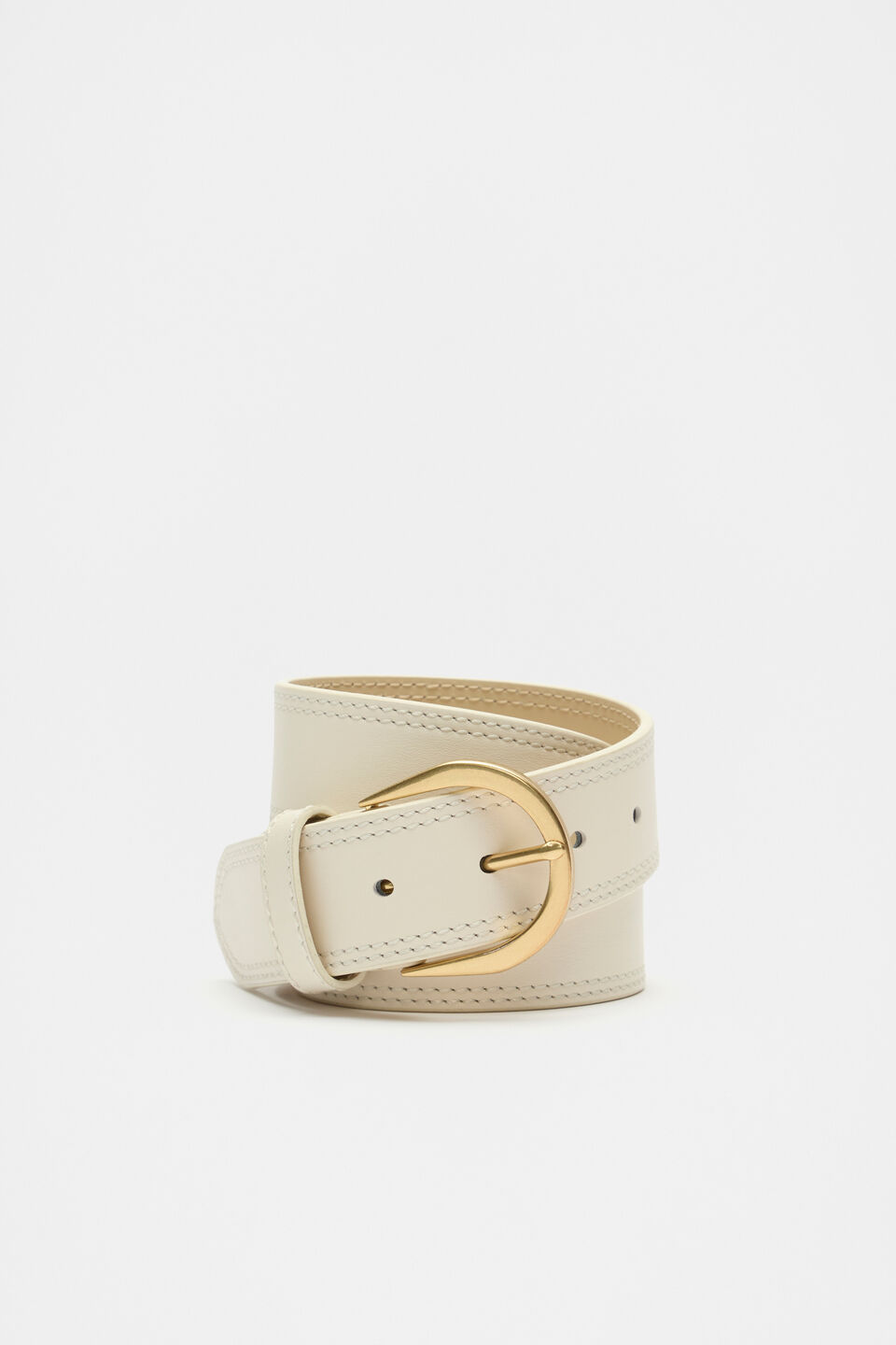 Jessie Topstitch Waist Belt  Cream