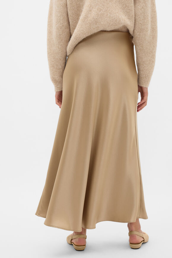Satin Midi Skirt  Sandstone  hi-res