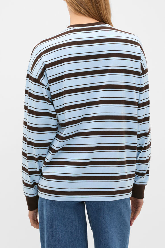 Slouchy Long Sleeve Striped Top  Soft Blue Stripe  hi-res