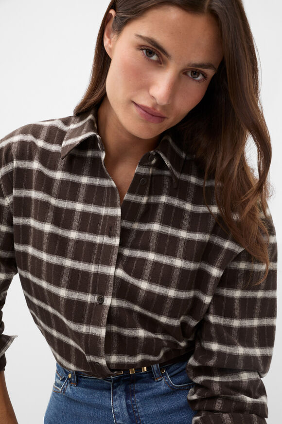 Relaxed Check Shirt  Coffee Bean Check  hi-res