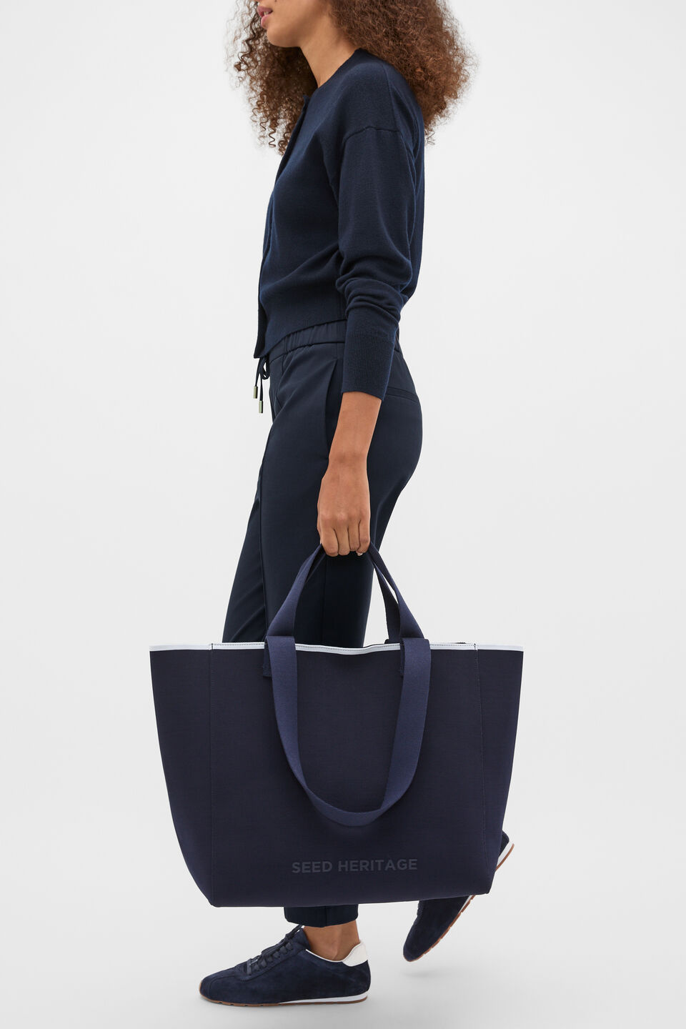 Seed Logo Knit Tote  Twilight Blue