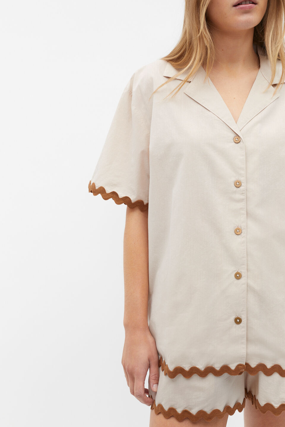 Wavy Shirt and Short PJ Set  Frappe