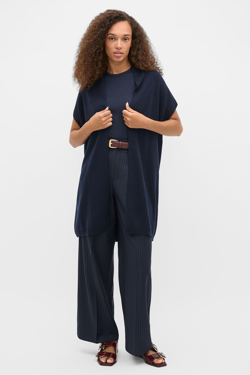 Rib Knit Poncho  Twilight Blue