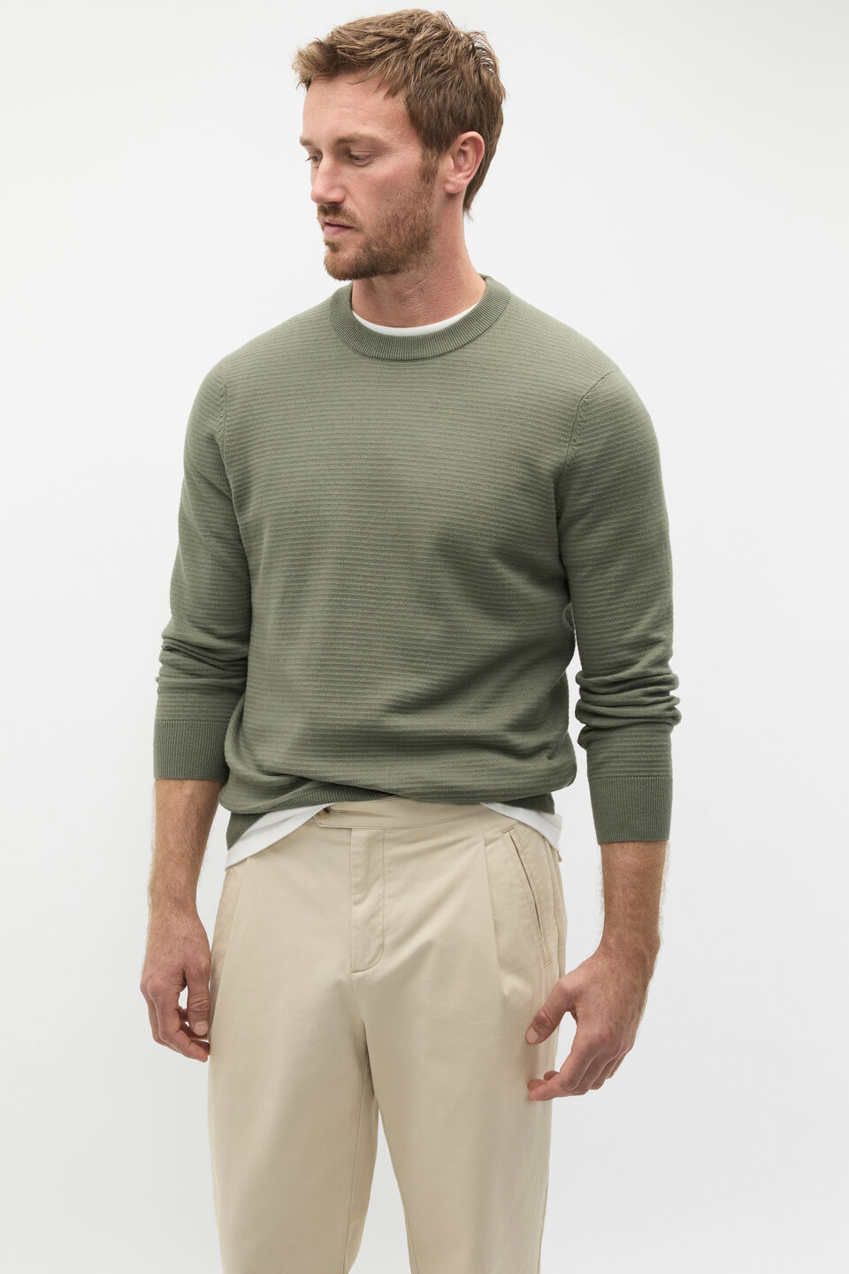 Ribbed Textured Knit  Vintage Khaki