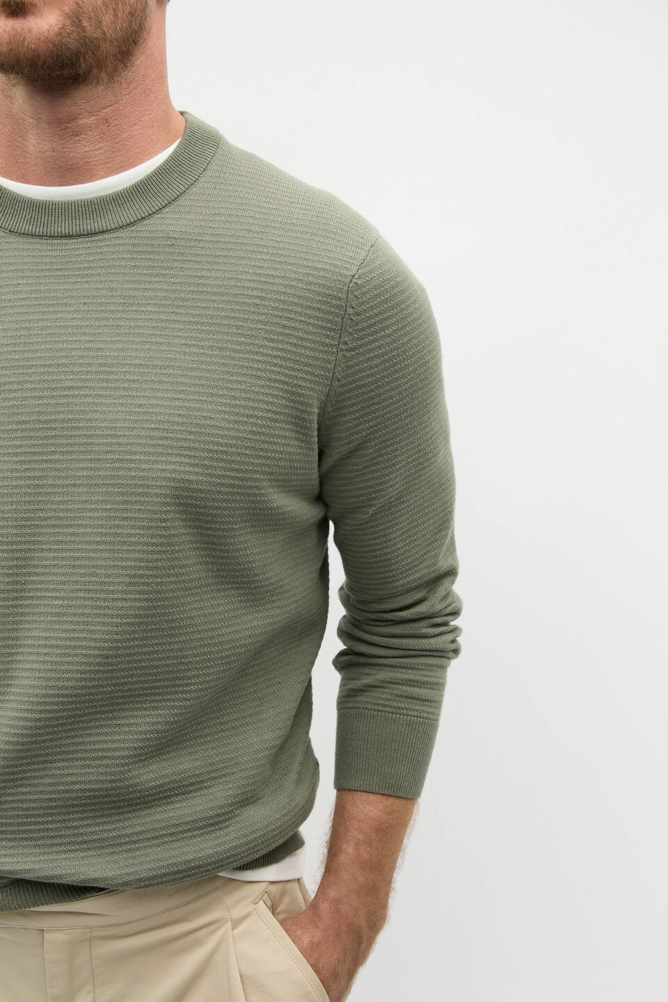 Ribbed Textured Knit  Vintage Khaki