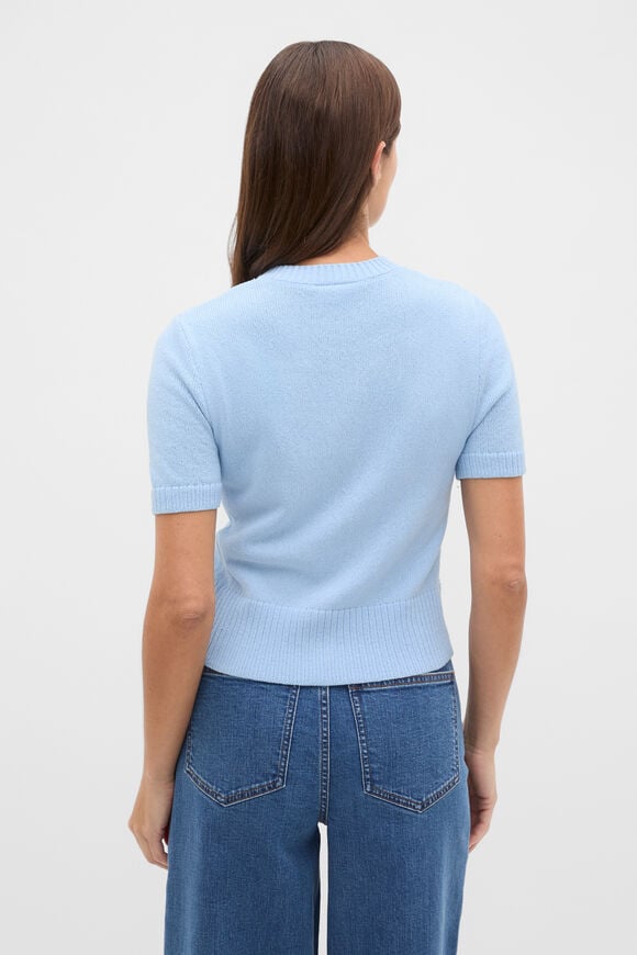 Textured Cotton Blend Cardigan  Soft Blue  hi-res