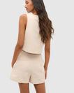 Twill High Waist Short  Ecru  hi-res