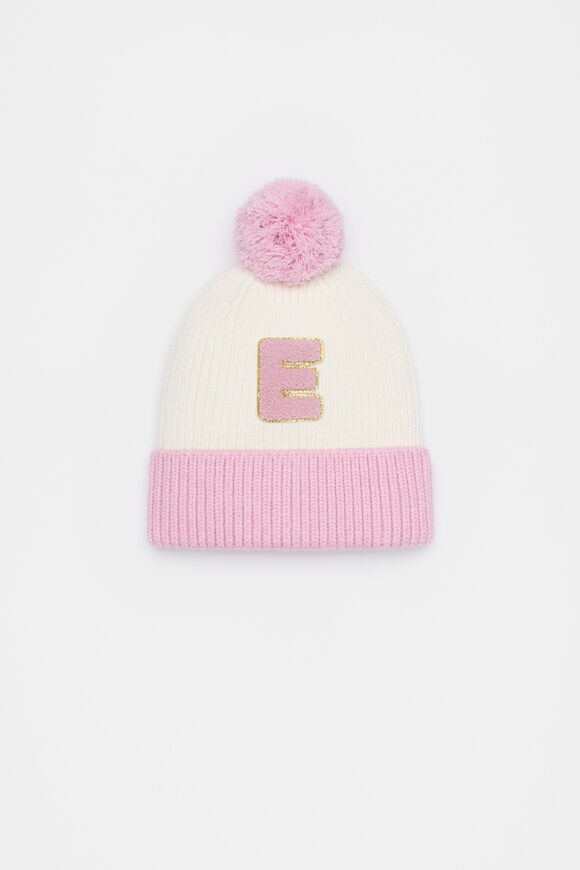 Colourblock Initial Beanie  E  hi-res