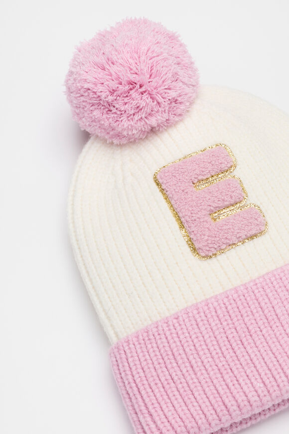 Colourblock Initial Beanie  E  hi-res