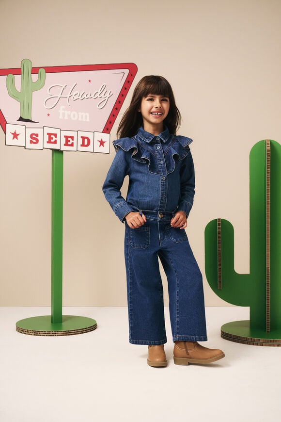 Ruffle Denim Shirt  Indigo  hi-res