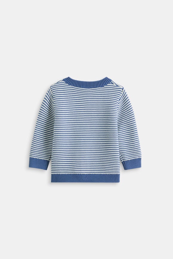 Logo Knit Cardigan  Navy Stripe  hi-res