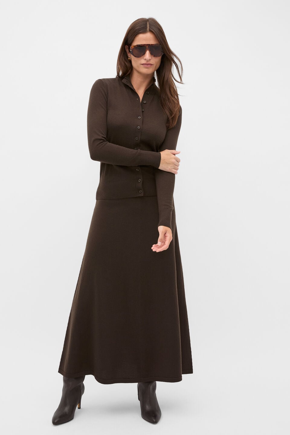 Drapey Knit Skirt  Coffee Bean