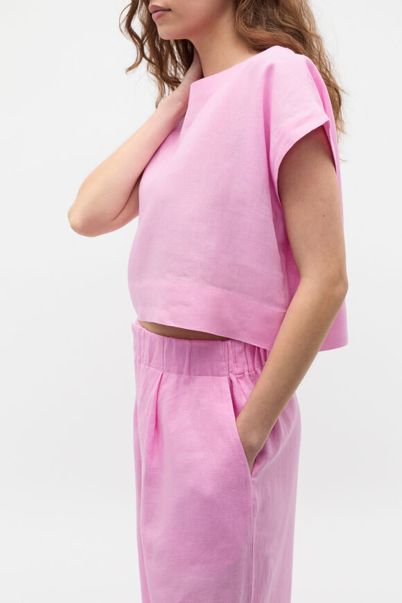 Linen Boxy Shell Top  Fairy Floss  hi-res