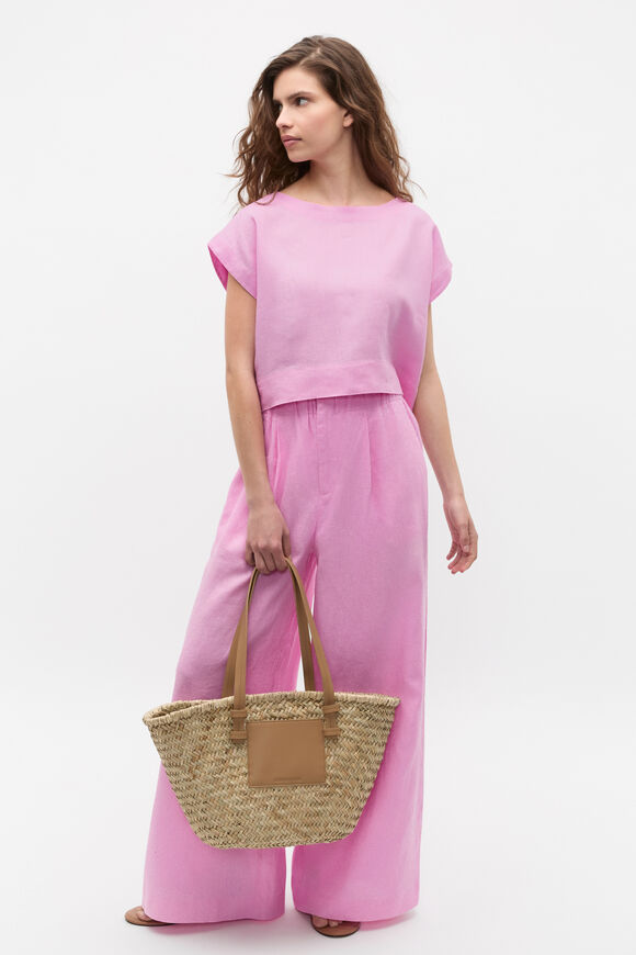Linen Boxy Shell Top  Fairy Floss  hi-res
