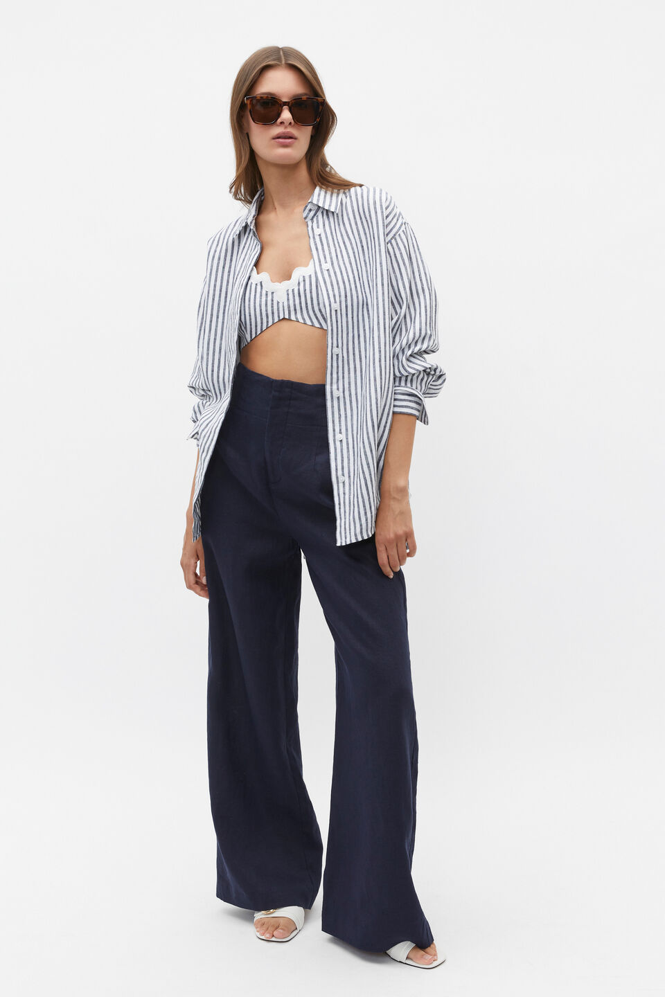 Linen Ric Rac Bralette  Midnight Sky Stripe