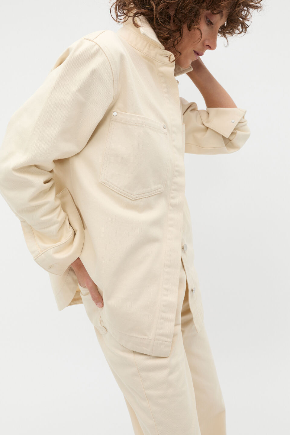 Denim Yoke Detail Shirt  Tofu