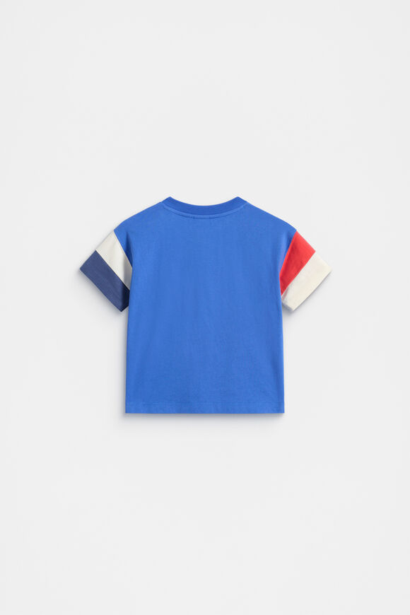 Panelled Retro Logo Tee  Azure Blue  hi-res