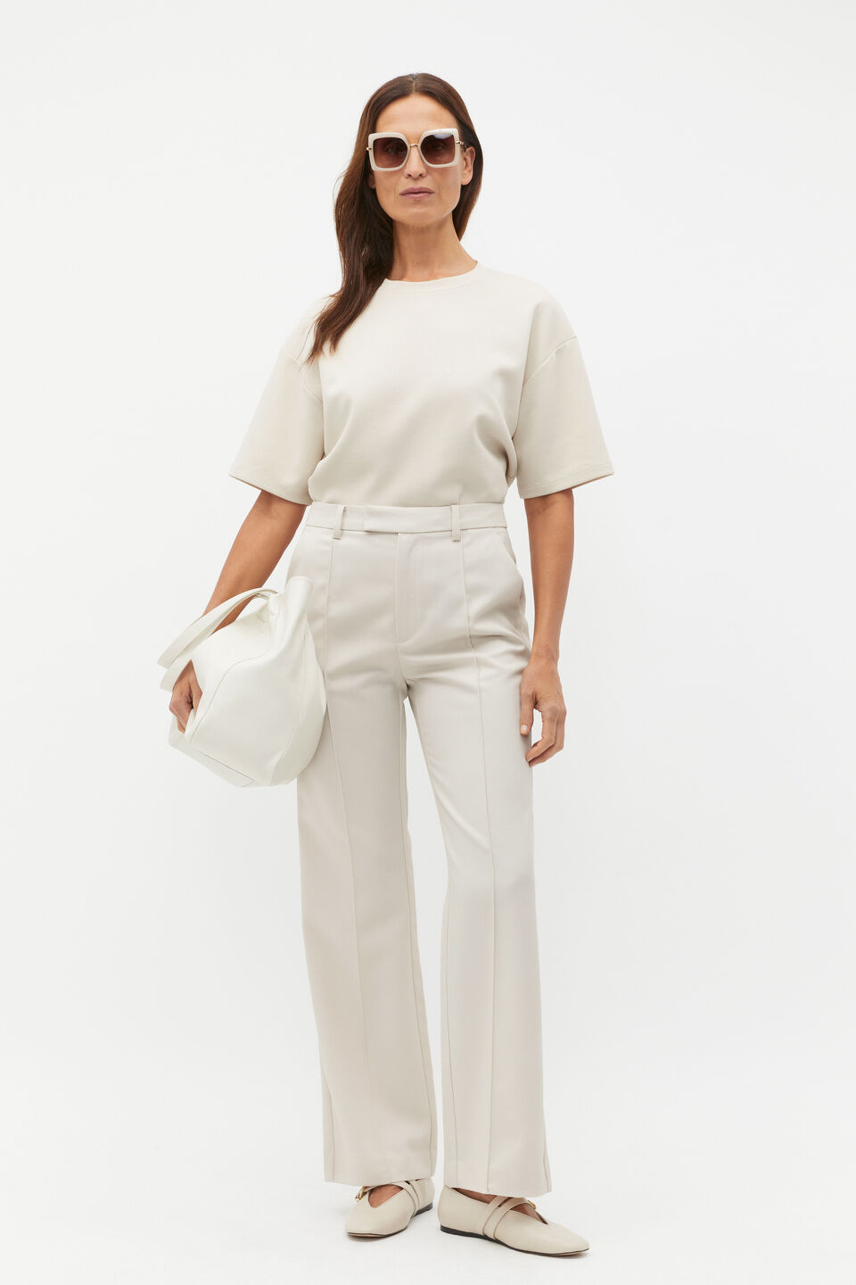 Wool Blend Tailored Pant  Oat