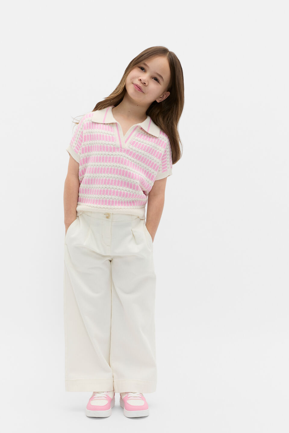Jacquard Knit Tee  Candy Pink