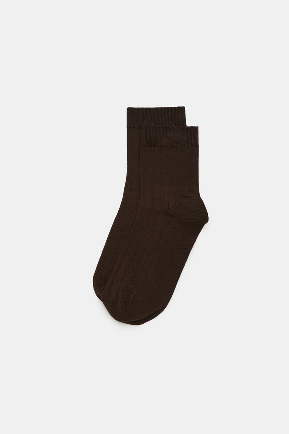Wide Rib Quarter Crew Sock  Coffee Bean  hi-res