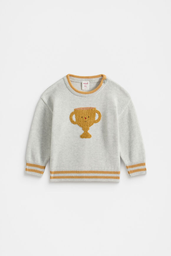Trophy Knit Sweater  Light Grey Marle  hi-res