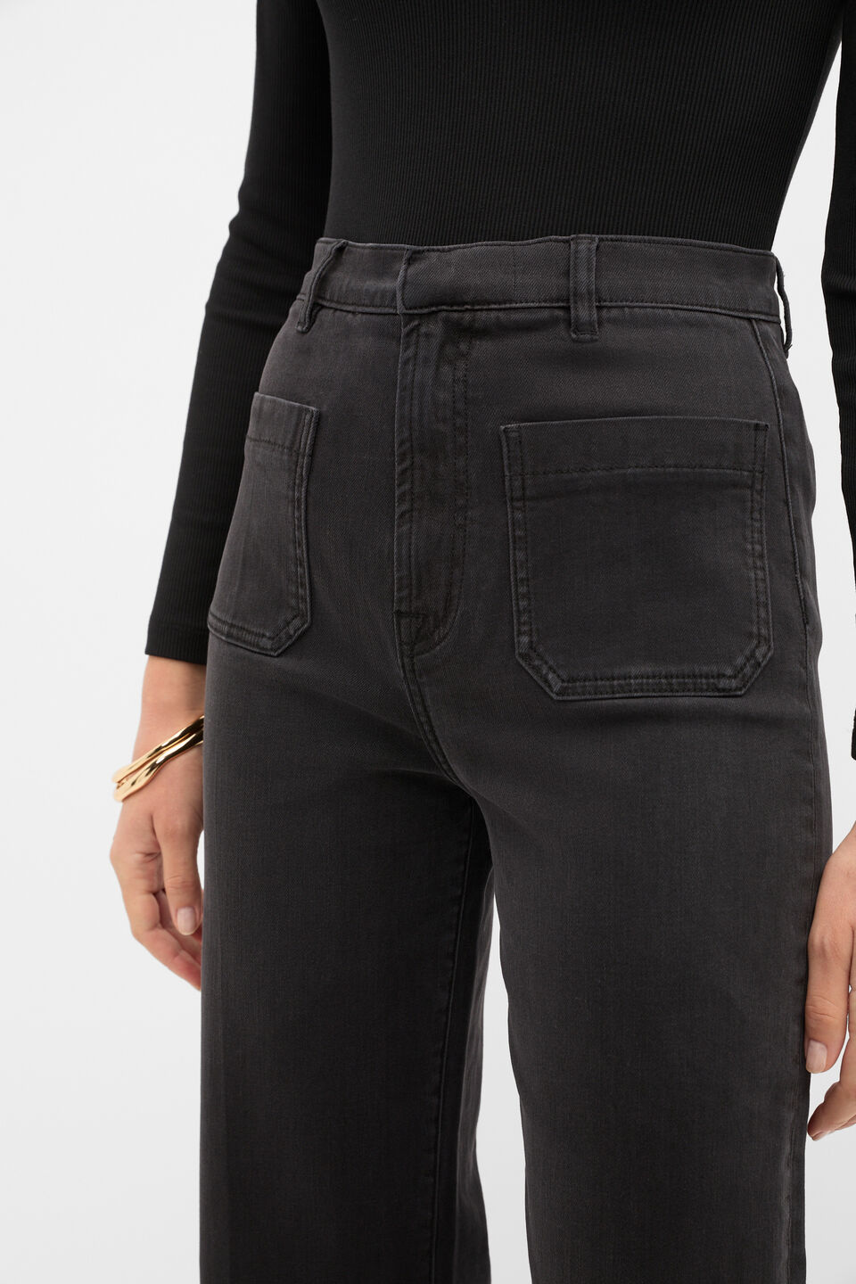 Core Wide Leg Pocket Jean  Charcoal Wash