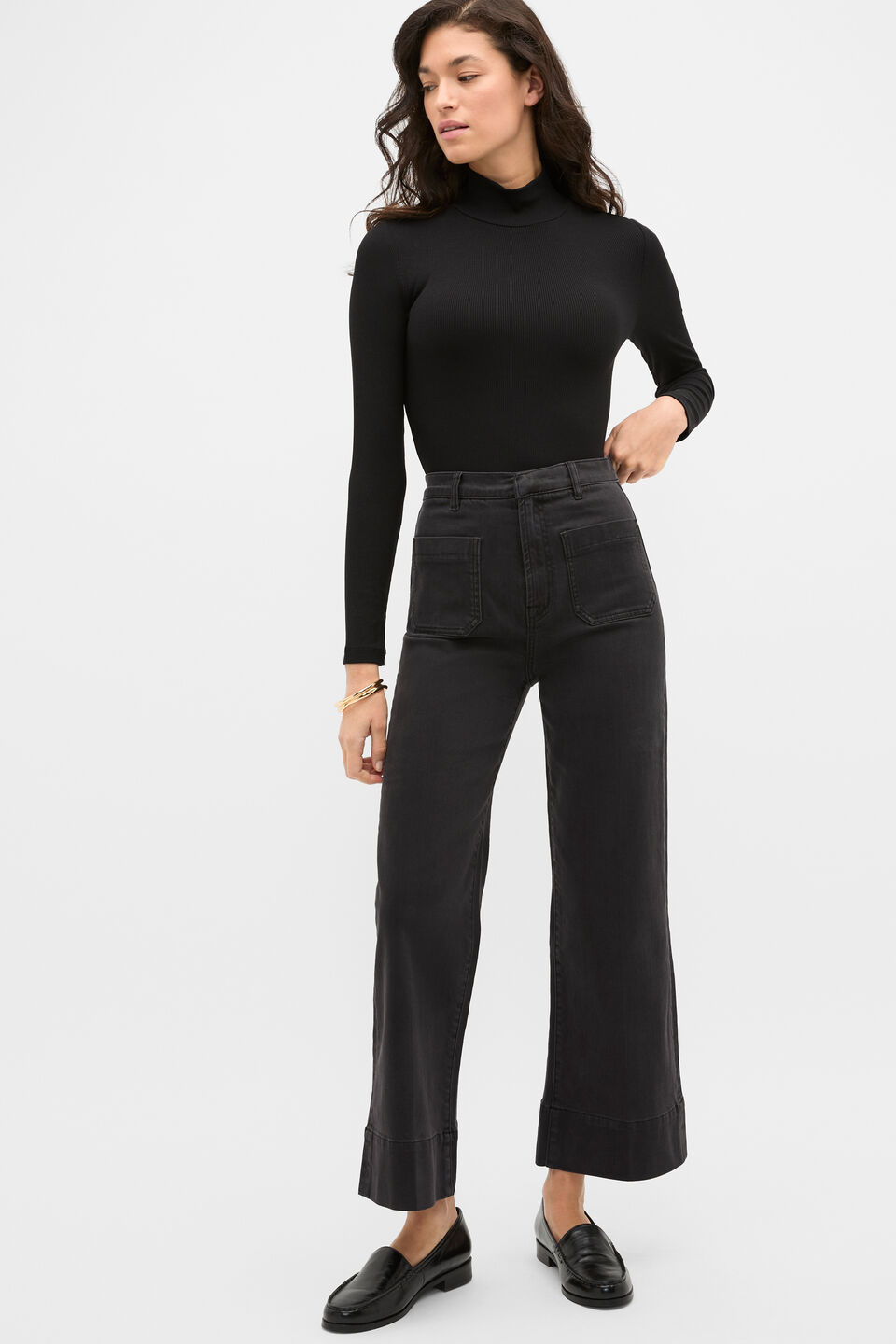Core Wide Leg Pocket Jean  Charcoal Wash