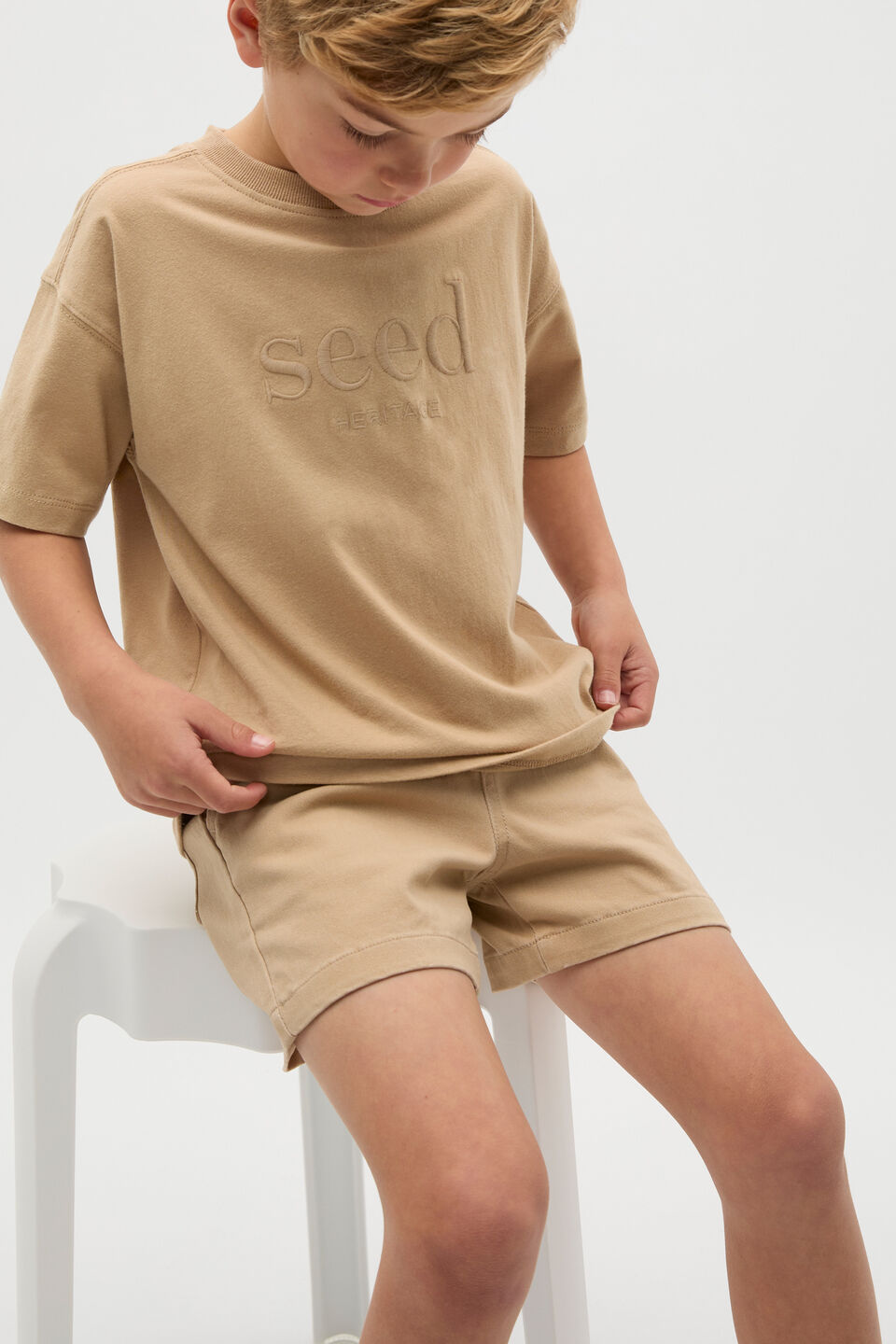 Core Oversized Logo Tee  Biscotti