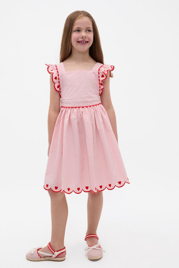 Scallop Stripe Dress  Strawberry Red  hi-res