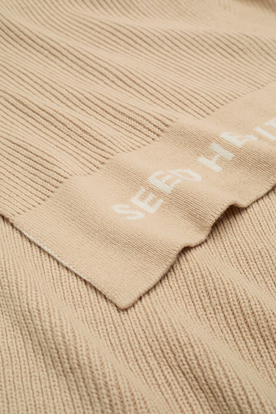 Rib Knit Logo Scarf  Sandstone Marle