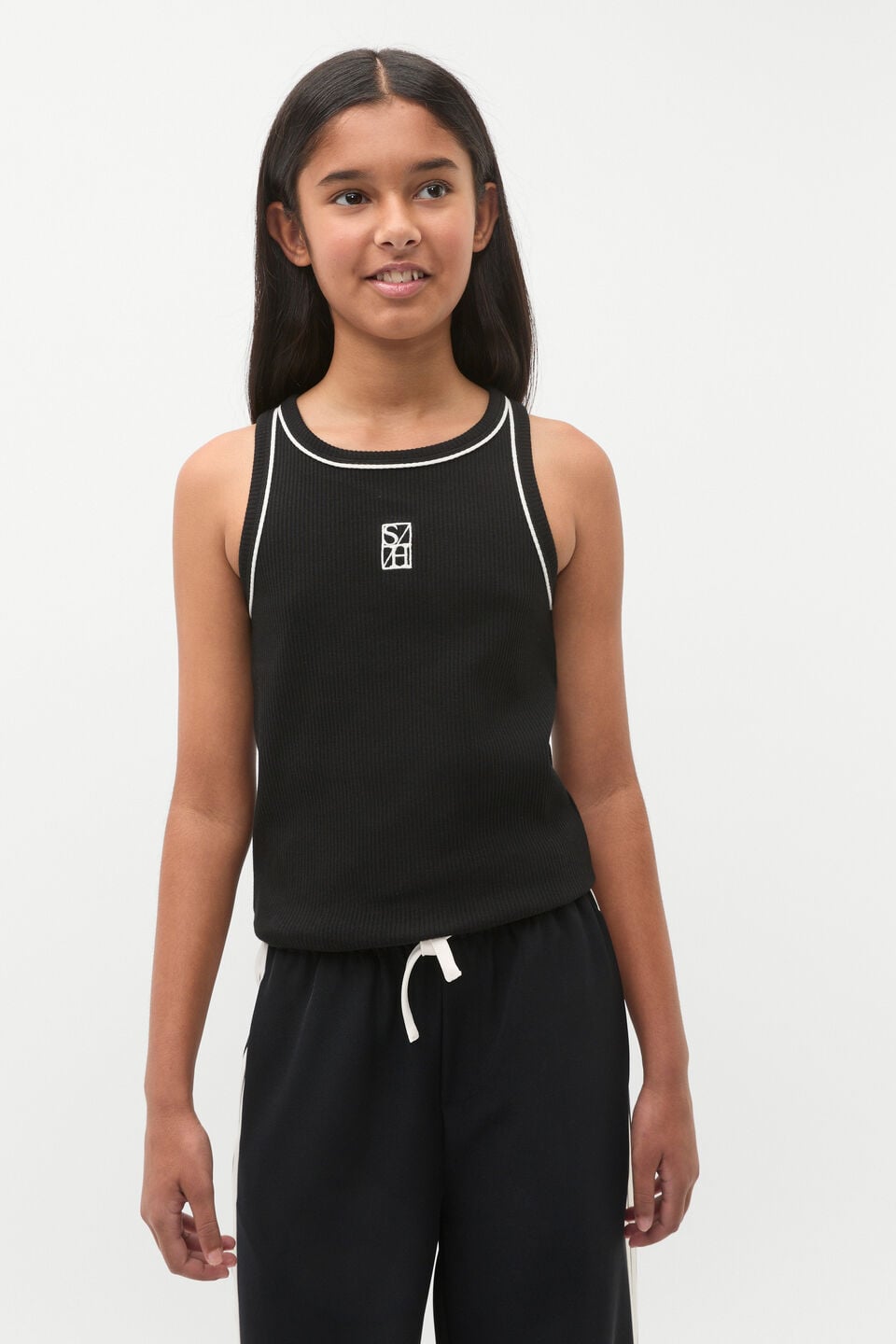 Core Logo Rib Tank  Black