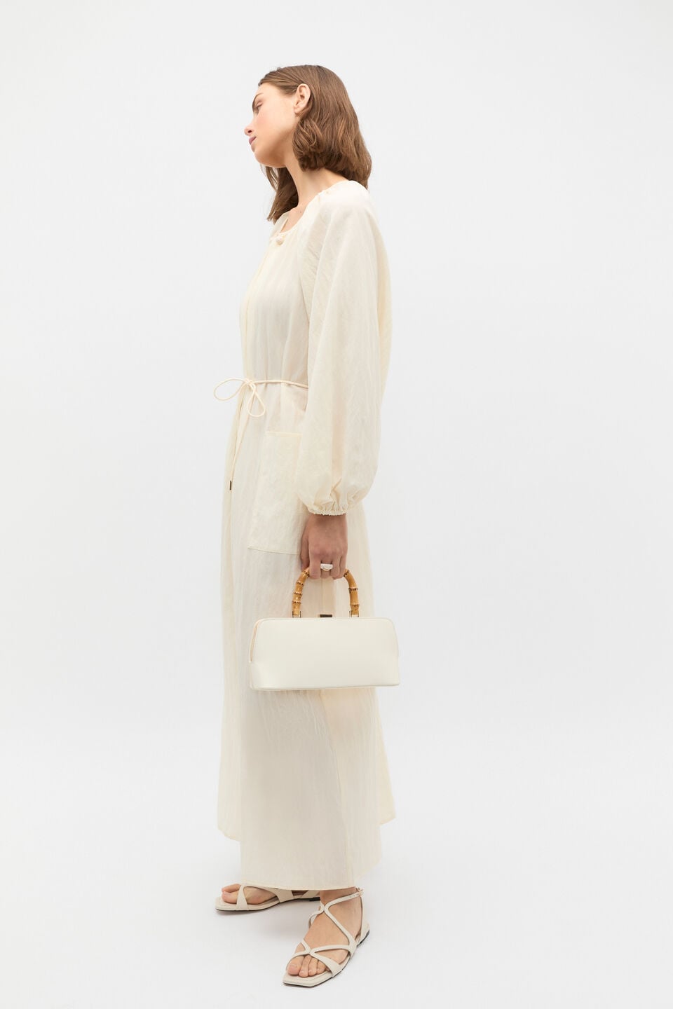 Crushed Gathered Maxi Dress  Buttercream