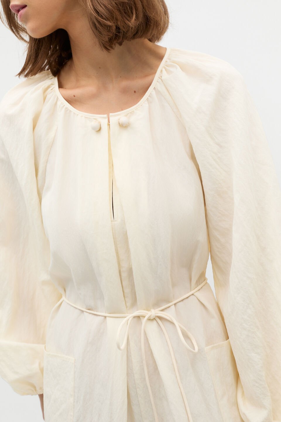 Crushed Gathered Maxi Dress  Buttercream