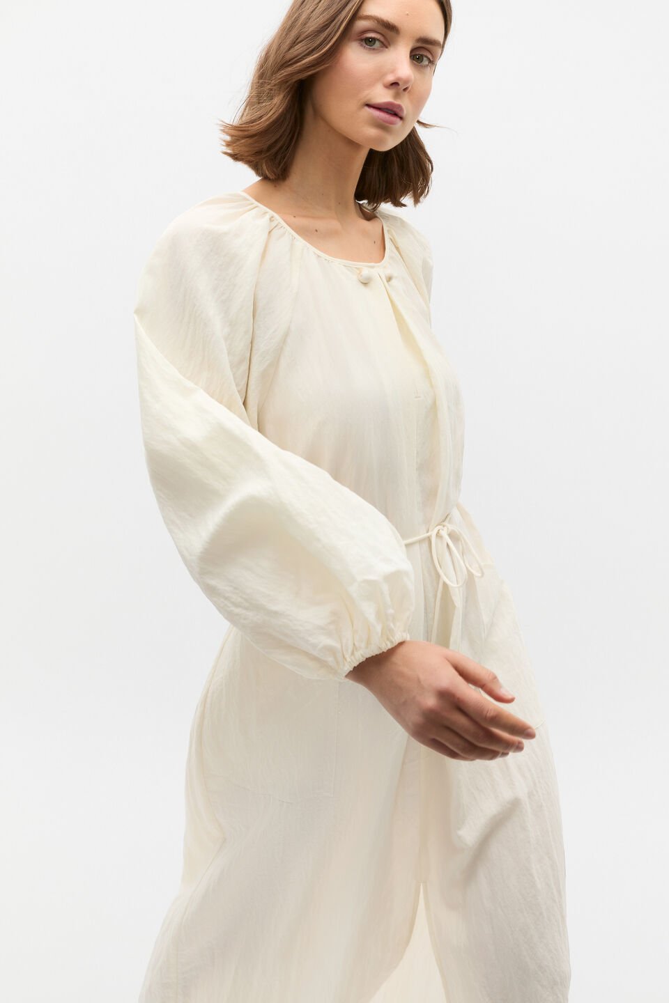 Crushed Gathered Maxi Dress  Buttercream