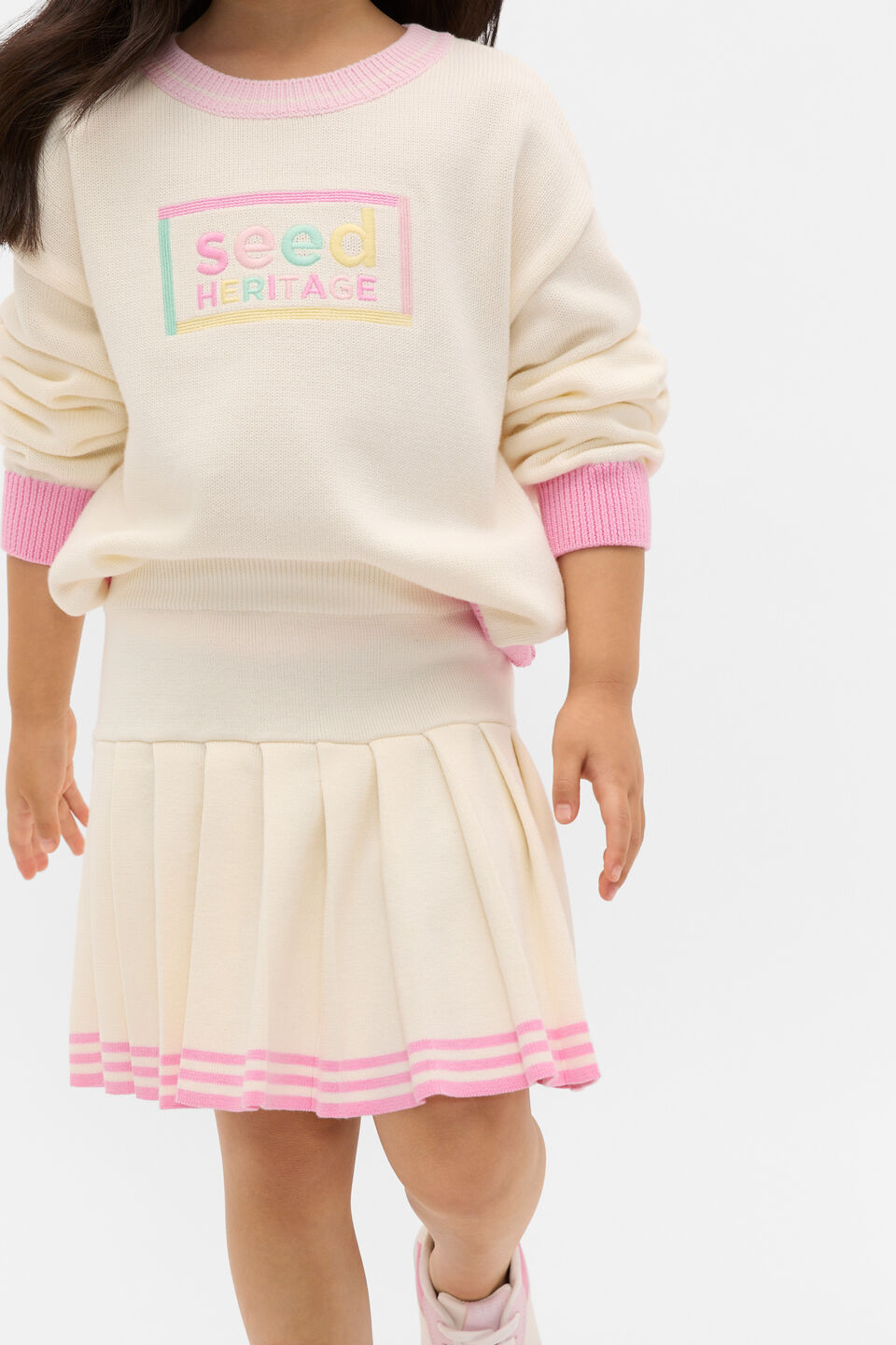 Pleat Knit Skirt  Classic Cream