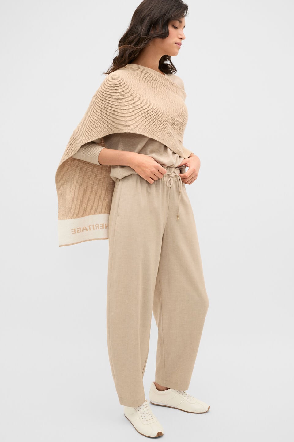 Soft Suiting Barrel Leg Pant  Sandstone Cross Dye