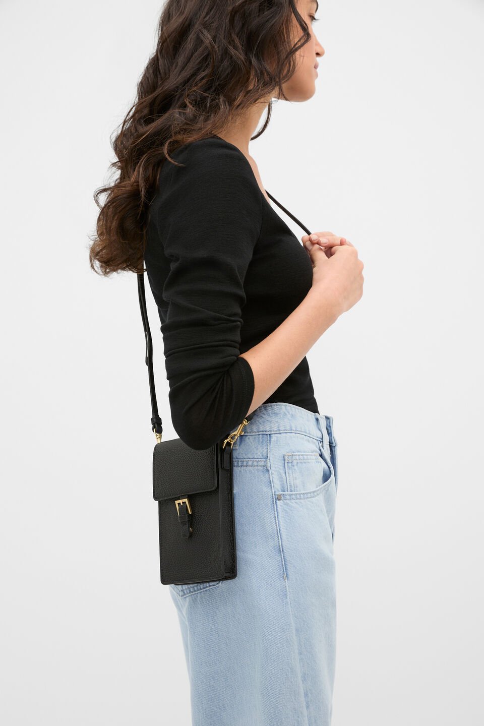 Leather Everyday Crossbody  Black