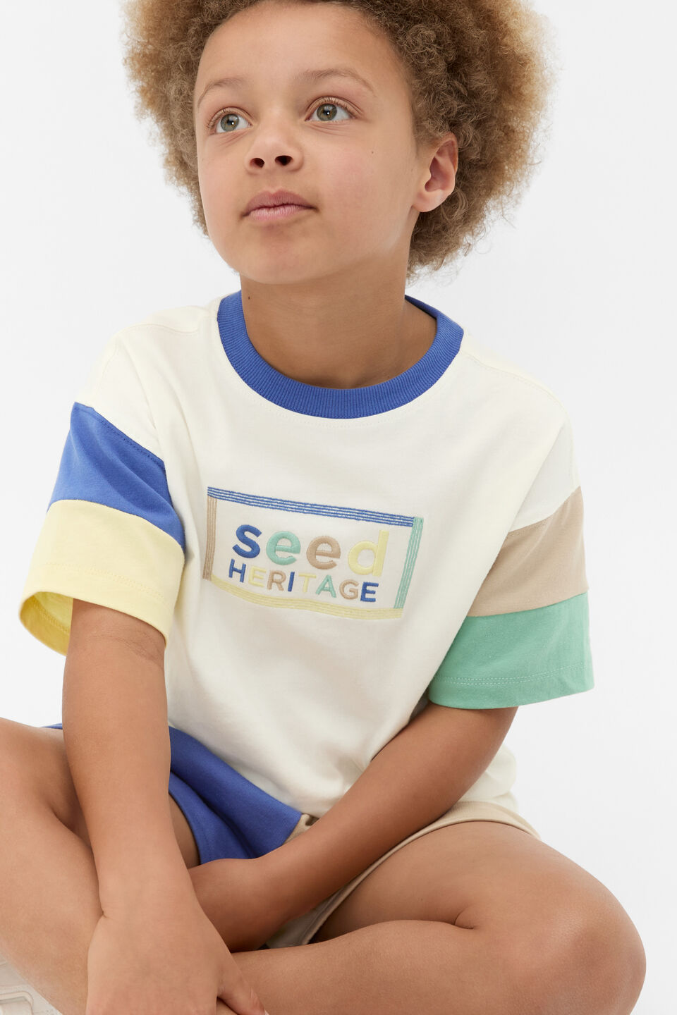 Panelled Logo Tee  Classic Cream