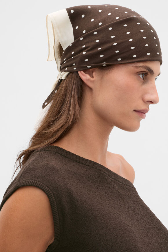 Printed Headscarf  Coffee Bean Spot  hi-res