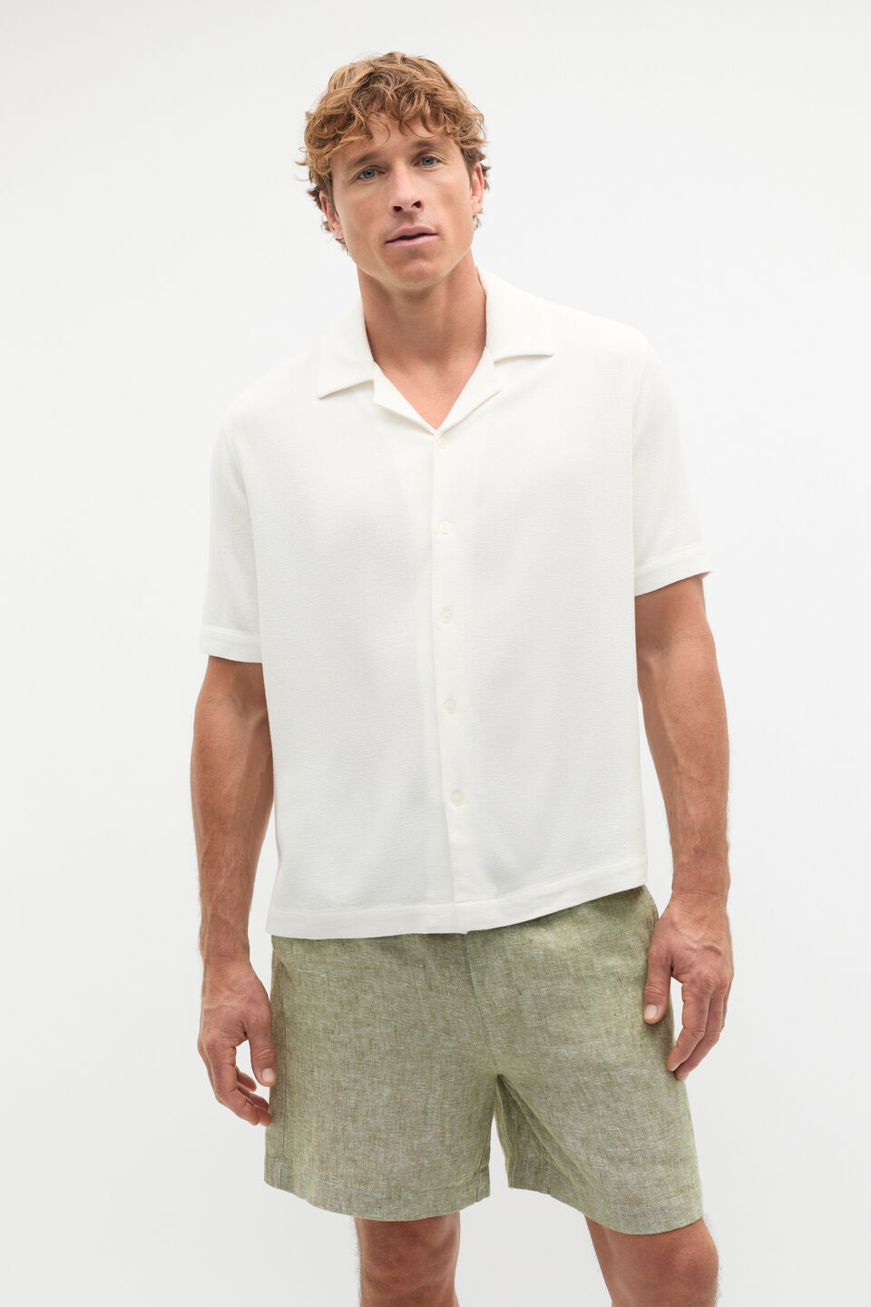 SS Textured Shirt  Off White