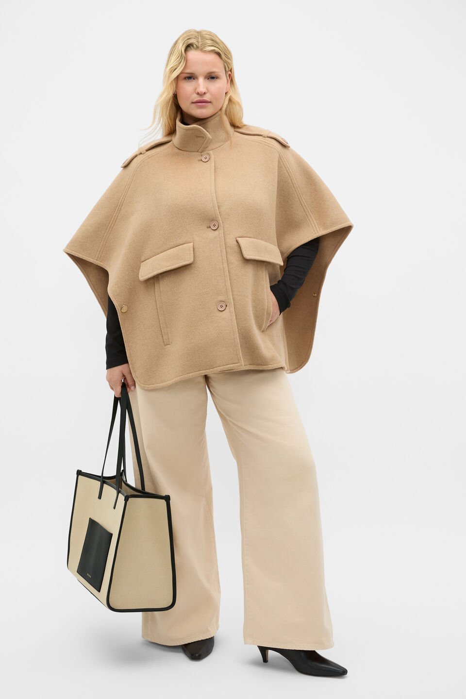 Wool Trench Cape  Sandstone