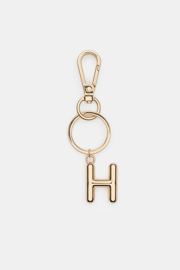 Gold Initial Keyring  H  hi-res