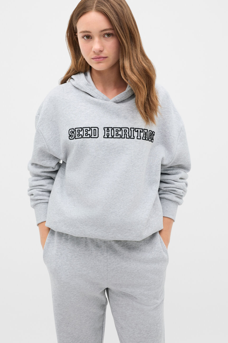 Logo Embroidered Hoodie  Cloud Grey Marle