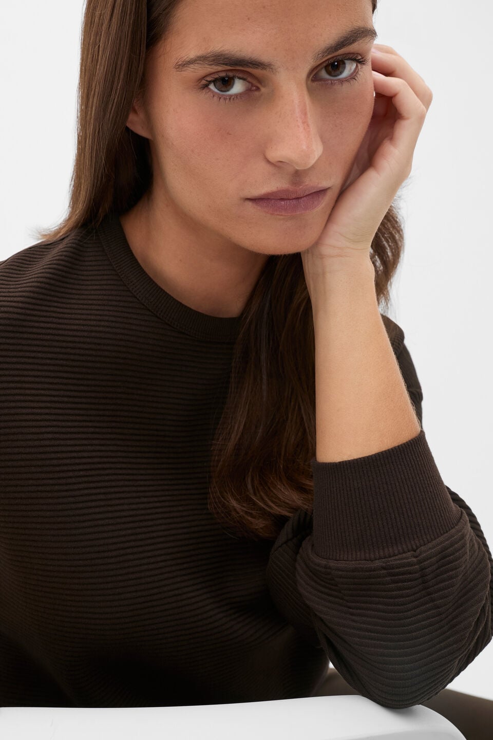 Ribbed Relaxed Sweat  Coffee Bean