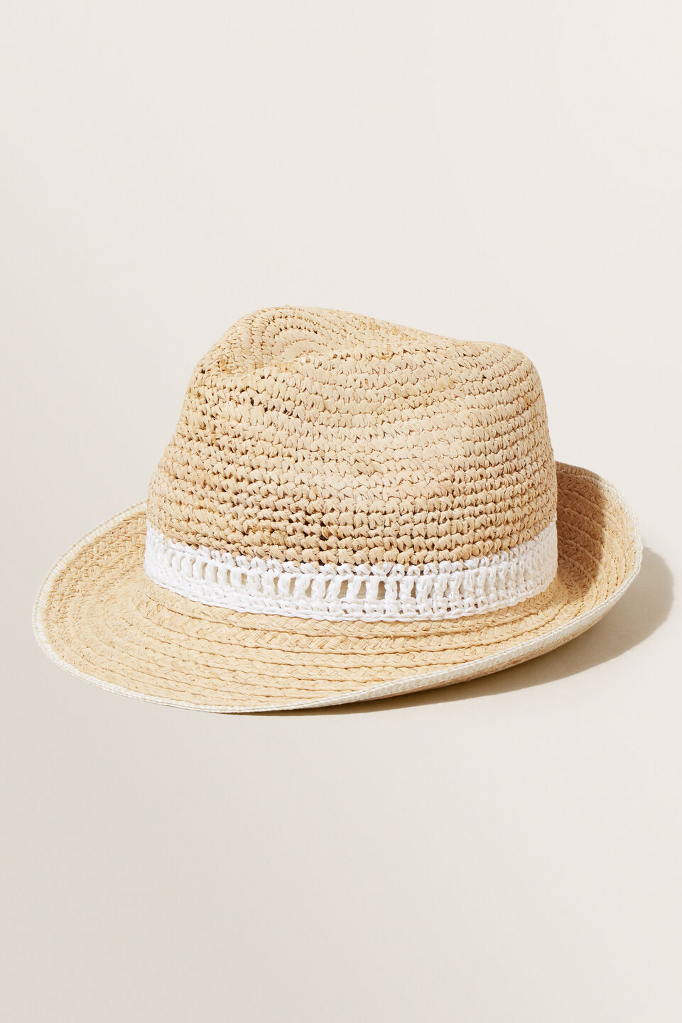 Contrast Raffia Panama Hat  Cloud Cream Multi