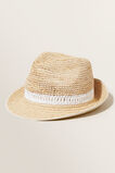 Contrast Raffia Panama Hat  Cloud Cream Multi  hi-res
