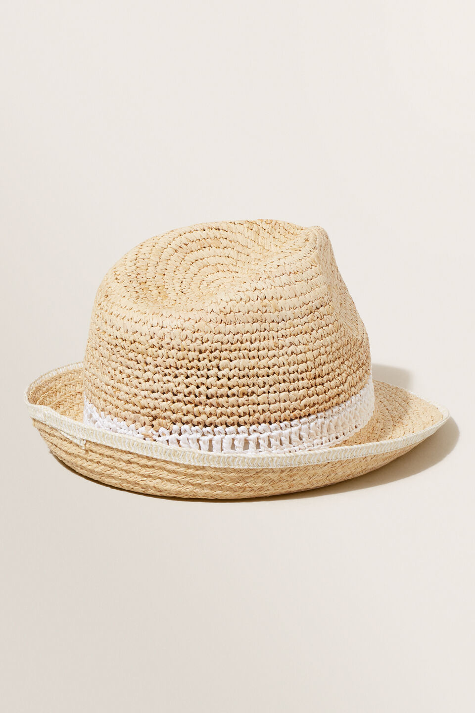 Contrast Raffia Panama Hat  Cloud Cream Multi