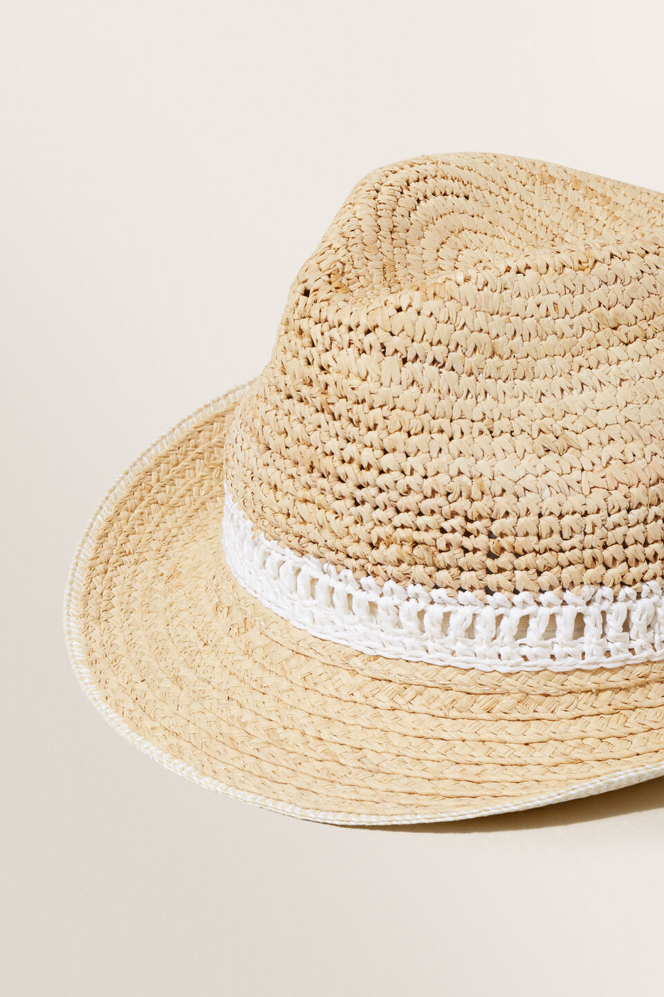 Contrast Raffia Panama Hat  Cloud Cream Multi