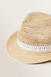 Contrast Raffia Panama Hat  Cloud Cream Multi  hi-res
